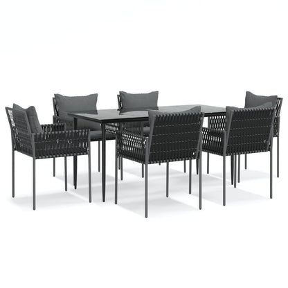 Set Pranzo da Giardino 7 pz con Cuscini in Polyrattan e Acciaio - homemem39