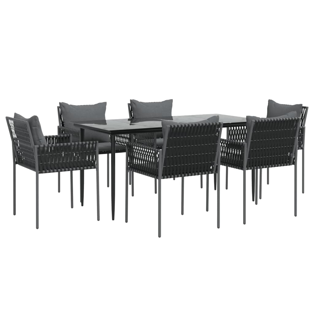 Set Pranzo da Giardino 7 pz con Cuscini in Polyrattan e Acciaio - homemem39