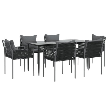 Set Pranzo da Giardino 7 pz con Cuscini in Polyrattan e Acciaio - homemem39