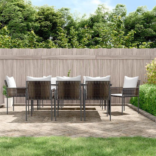Set Pranzo da Giardino 9 pz con Cuscini in Polyrattan e Acciaio - homemem39