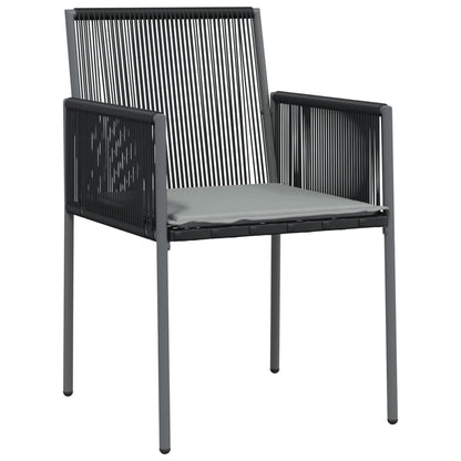 Set Pranzo Giardino 5 pz con Cuscini Polyrattan e Acciaio Nero - homemem39