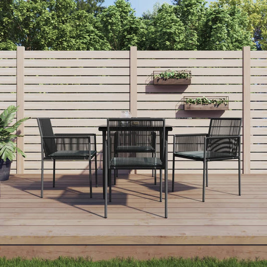 Set Pranzo Giardino 5 pz con Cuscini Polyrattan e Acciaio Nero - homemem39