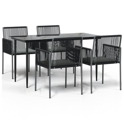Set Pranzo Giardino 5 pz con Cuscini Polyrattan e Acciaio Nero - homemem39