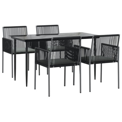 Set Pranzo Giardino 5 pz con Cuscini Polyrattan e Acciaio Nero - homemem39