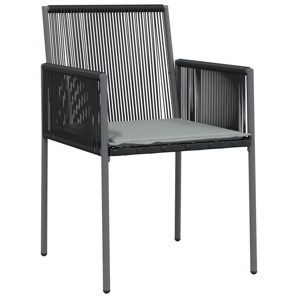 Set Pranzo Giardino 5 pz con Cuscini Polyrattan e Acciaio Nero - homemem39