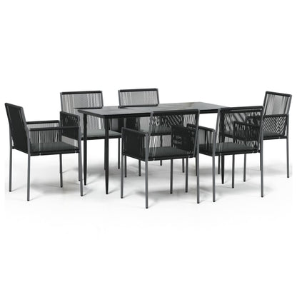 Set Pranzo Giardino 7 pz con Cuscini Polyrattan e Acciaio Nero - homemem39