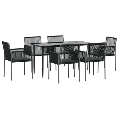 Set Pranzo Giardino 7 pz con Cuscini Polyrattan e Acciaio Nero - homemem39
