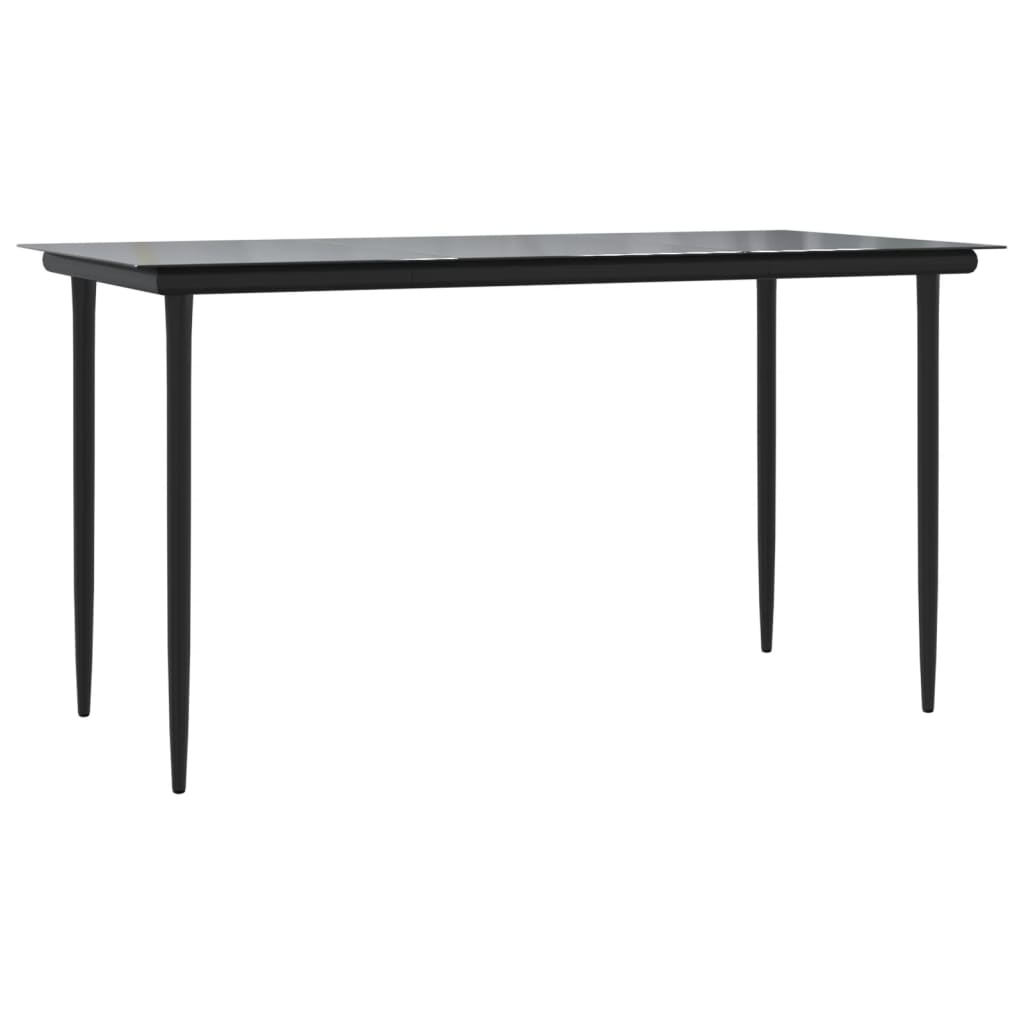 Set Pranzo Giardino 7 pz con Cuscini Polyrattan e Acciaio Nero | homemem39