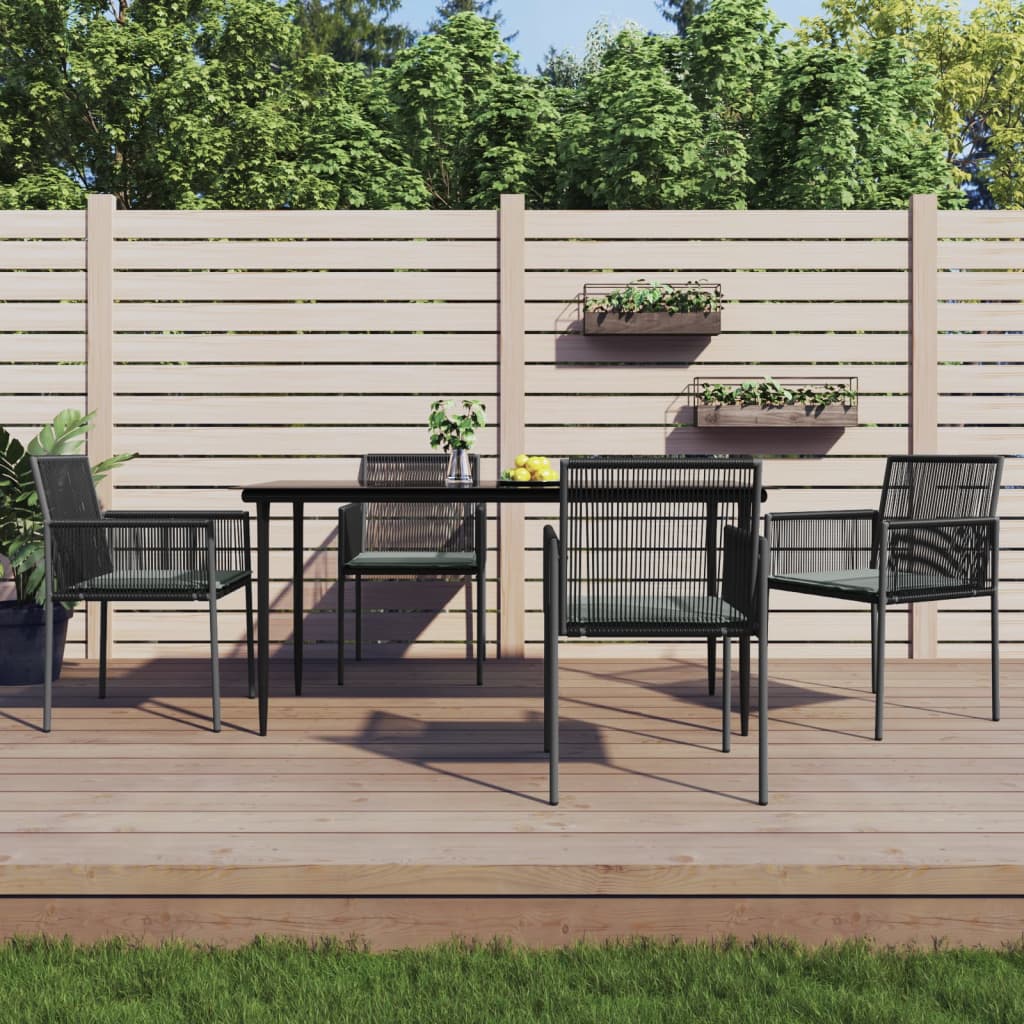 Set Pranzo Giardino 5 pz con Cuscini Polyrattan e Acciaio Nero - homemem39