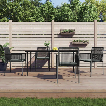 Set Pranzo Giardino 5 pz con Cuscini Polyrattan e Acciaio Nero - homemem39
