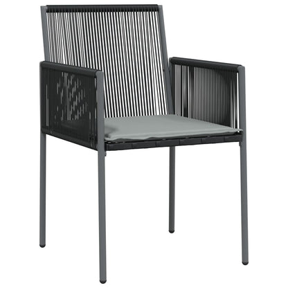 Set Pranzo Giardino 9 pz con Cuscini Polyrattan e Acciaio Nero - homemem39