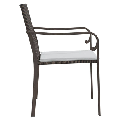 Sedie da Giardino con Cuscini 4pz Marroni 56x59x84cm Polyrattan - homemem39