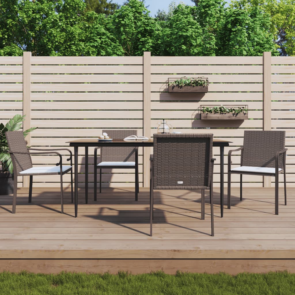 Sedie da Giardino con Cuscini 4pz Marroni 56x59x84cm Polyrattan - homemem39