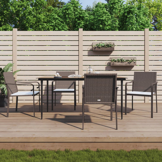 Sedie da Giardino con Cuscini 4pz Marroni 56x59x84cm Polyrattan - homemem39