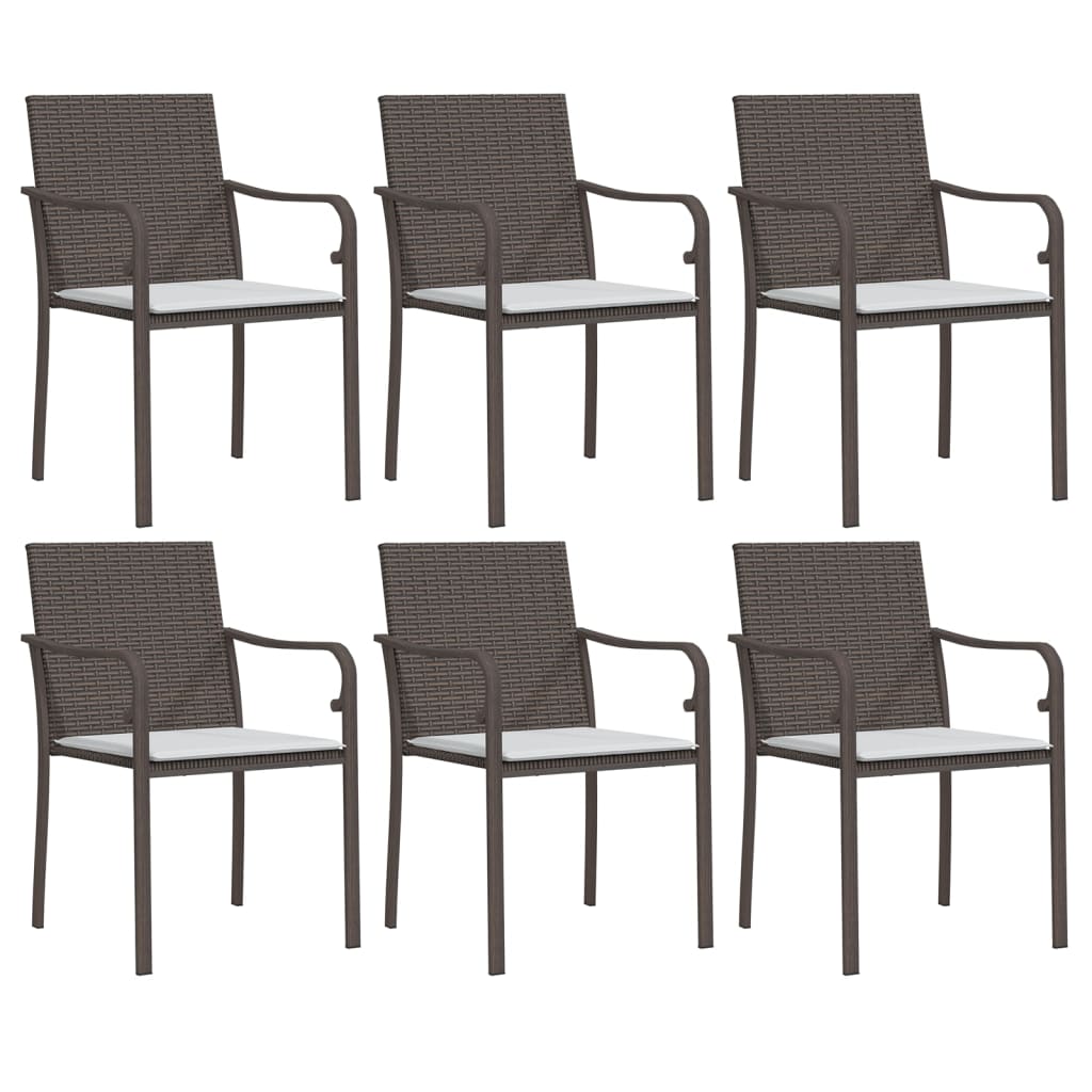 Sedie da Giardino con Cuscini 6pz Marroni 56x59x84cm Polyrattan - homemem39
