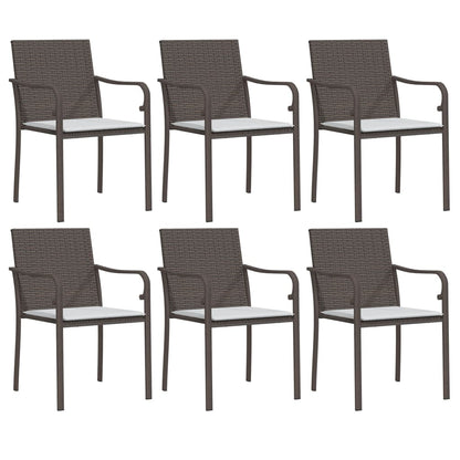Sedie da Giardino con Cuscini 6pz Marroni 56x59x84cm Polyrattan - homemem39