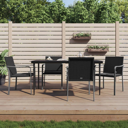 Sedie da Giardino con Cuscini 4pz Neri 56x59x84cm in Polyrattan - homemem39