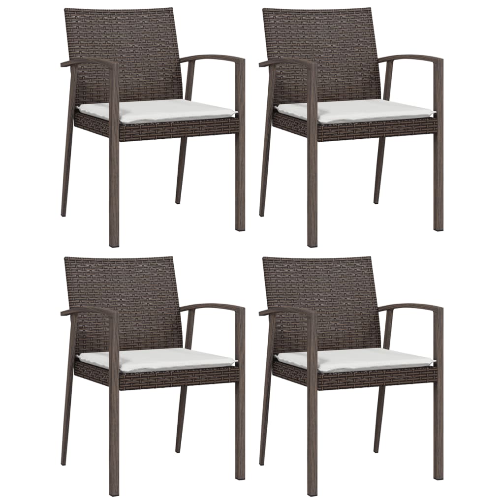 Sedie Giardino con Cuscini 4pz Marroni 56,5x57x83 cm Polyrattan - homemem39