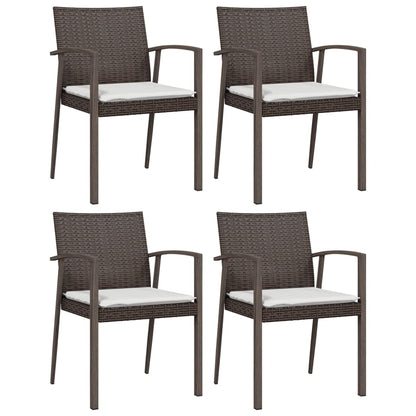 Sedie Giardino con Cuscini 4pz Marroni 56,5x57x83 cm Polyrattan - homemem39