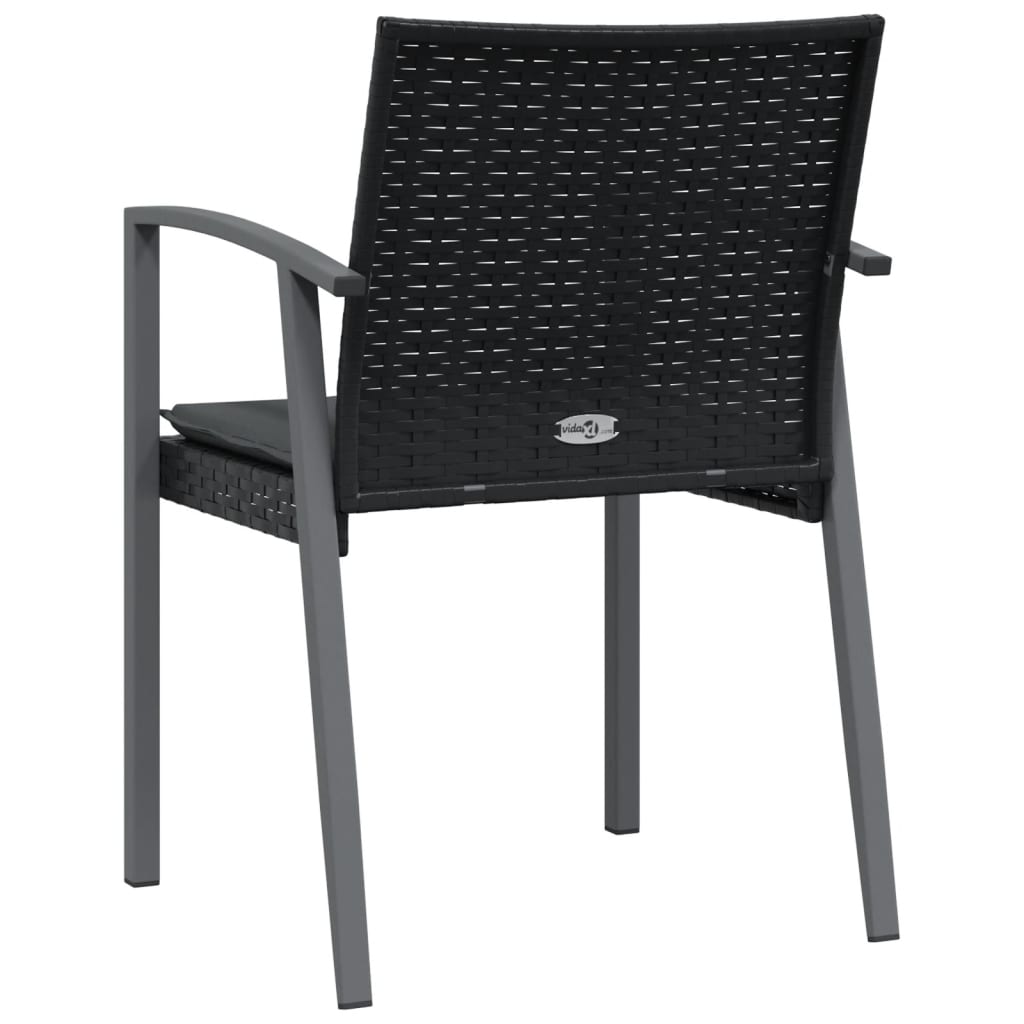 Sedie da Giardino con Cuscini 6pz Nere 56,5x57x83 cm Polyrattan - homemem39