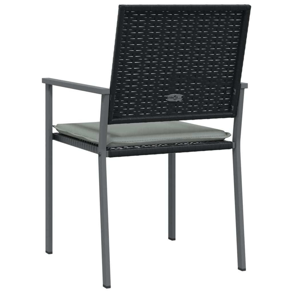 Sedie da Giardino con Cuscini 4pz Nere 54x62,5x89 cm Polyrattan - homemem39