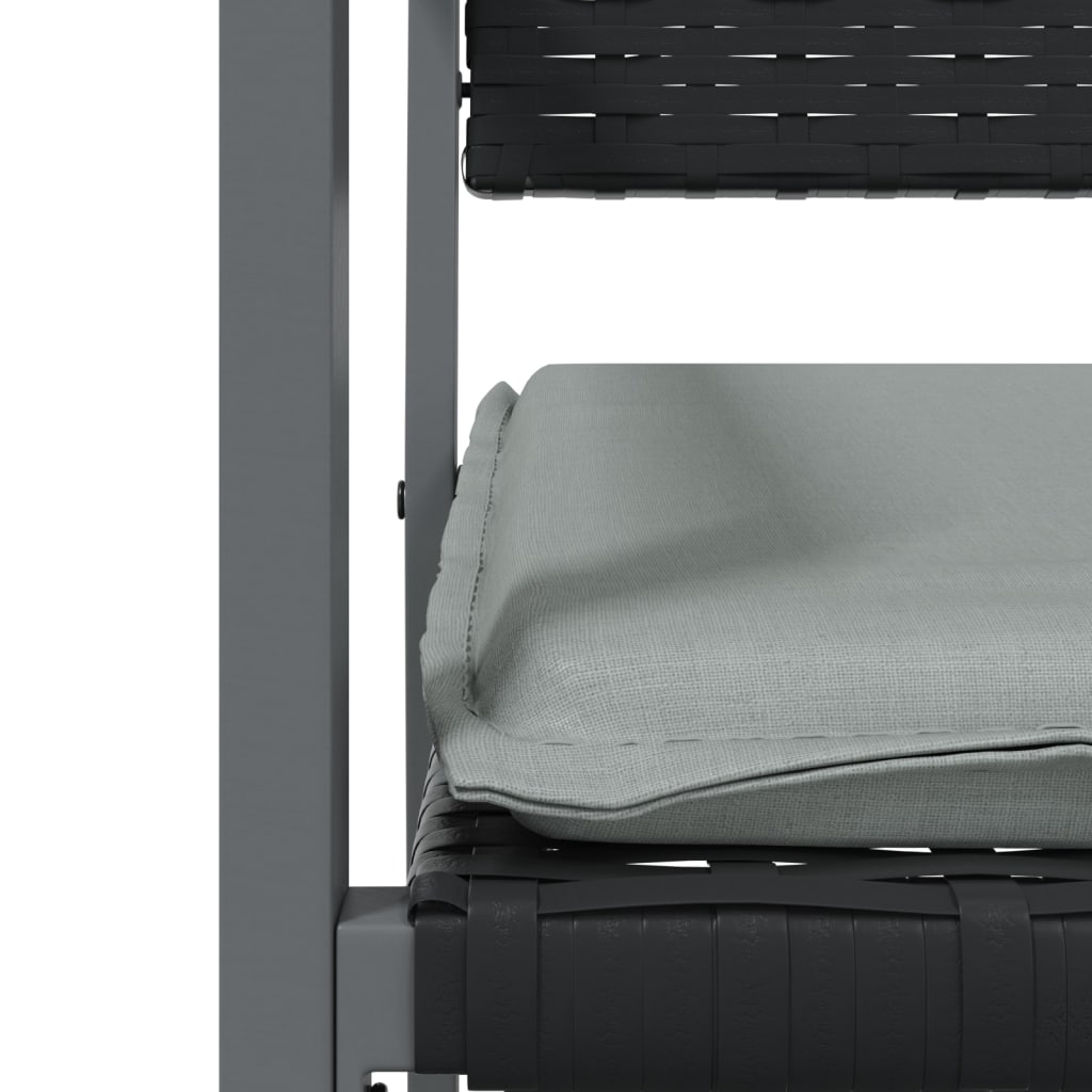 Sedie da Giardino con Cuscini 4pz Nere 54x62,5x89 cm Polyrattan - homemem39