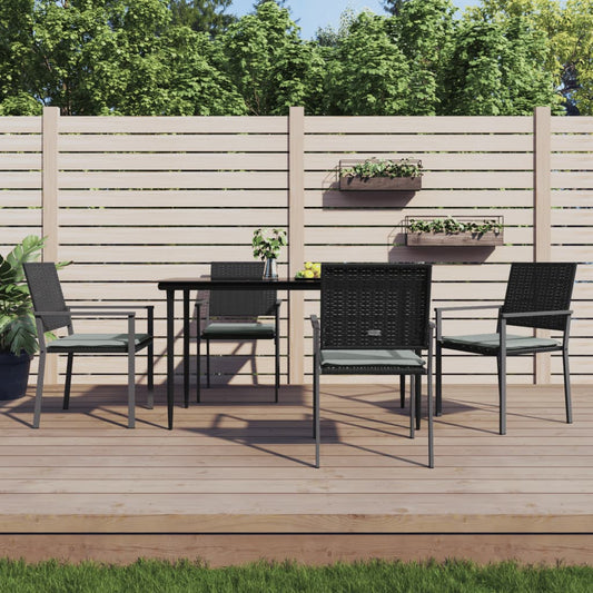 Sedie da Giardino con Cuscini 4pz Nere 54x62,5x89 cm Polyrattan - homemem39