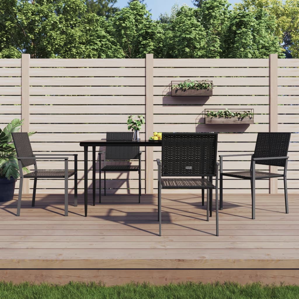 Sedie da Giardino 4 pz Nere 54x62,5x89 cm in Polyrattan - homemem39