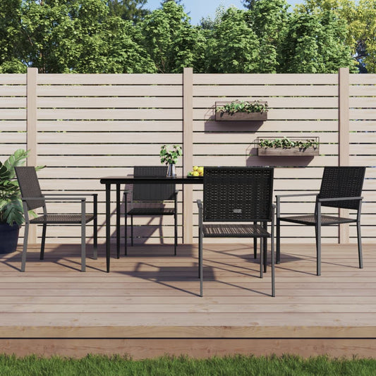 Sedie da Giardino 4 pz Nere 54x62,5x89 cm in Polyrattan - homemem39
