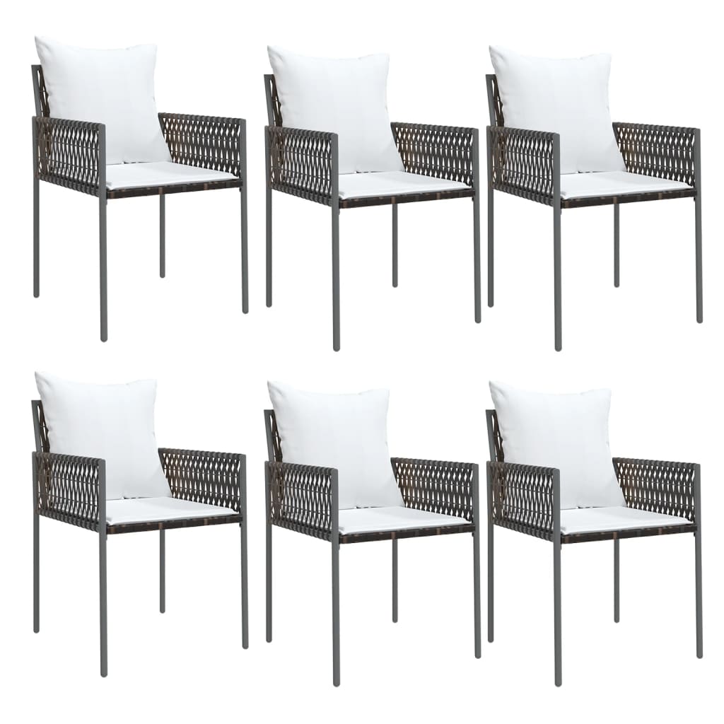 Sedie da Giardino con Cuscini 6pz Marroni 54x61x83cm Polyrattan - homemem39
