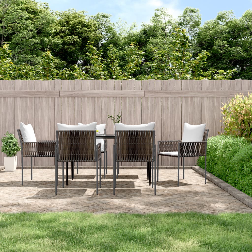 Sedie da Giardino con Cuscini 6pz Marroni 54x61x83cm Polyrattan - homemem39