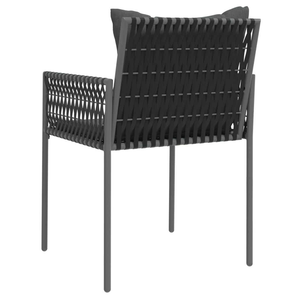 Sedie da Giardino con Cuscini 4pz Nere 54x61x83cm in Polyrattan