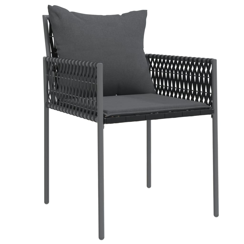 Sedie da Giardino con Cuscini 6pz Nere 54x61x83cm in Polyrattan - homemem39