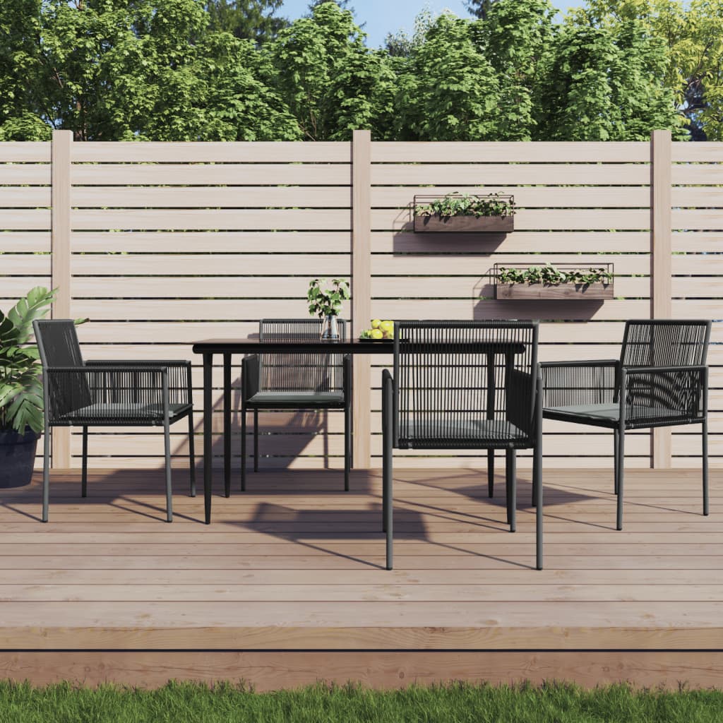 Sedie Giardino con Cuscini 4 pz Nere 54x60,5x83,5 cm Polyrattan - homemem39