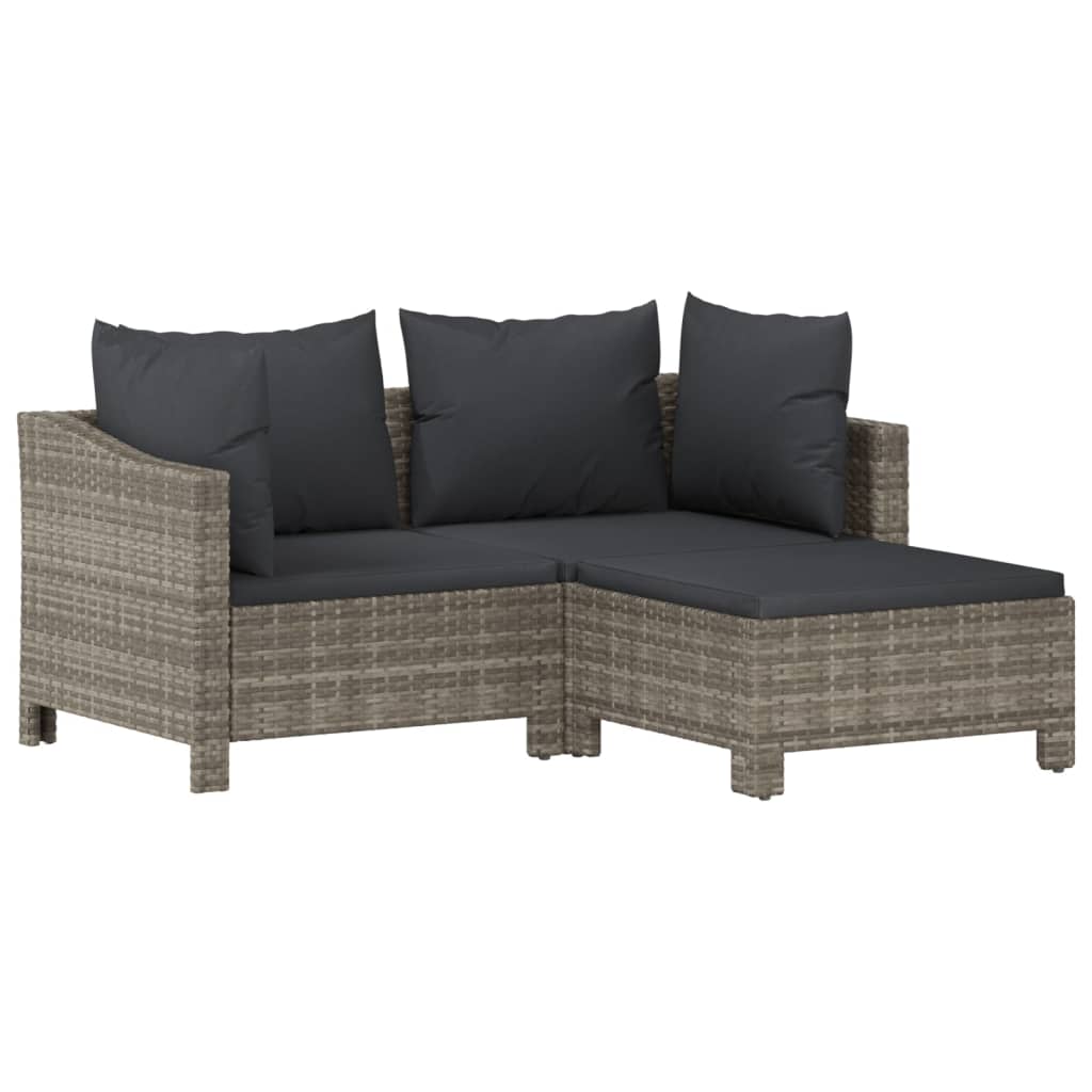 Set Divani da Giardino 5 pz con Cuscini in Polyrattan Grigio | homemem39