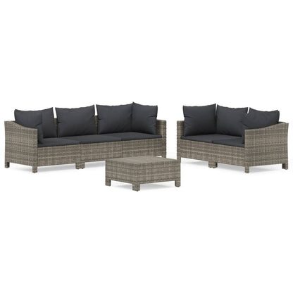 Set Divani da Giardino 6 pz con Cuscini in Polyrattan Grigio - homemem39