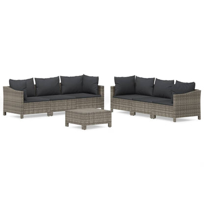 Set Divani da Giardino 7 pz con Cuscini in Polyrattan Grigio - homemem39