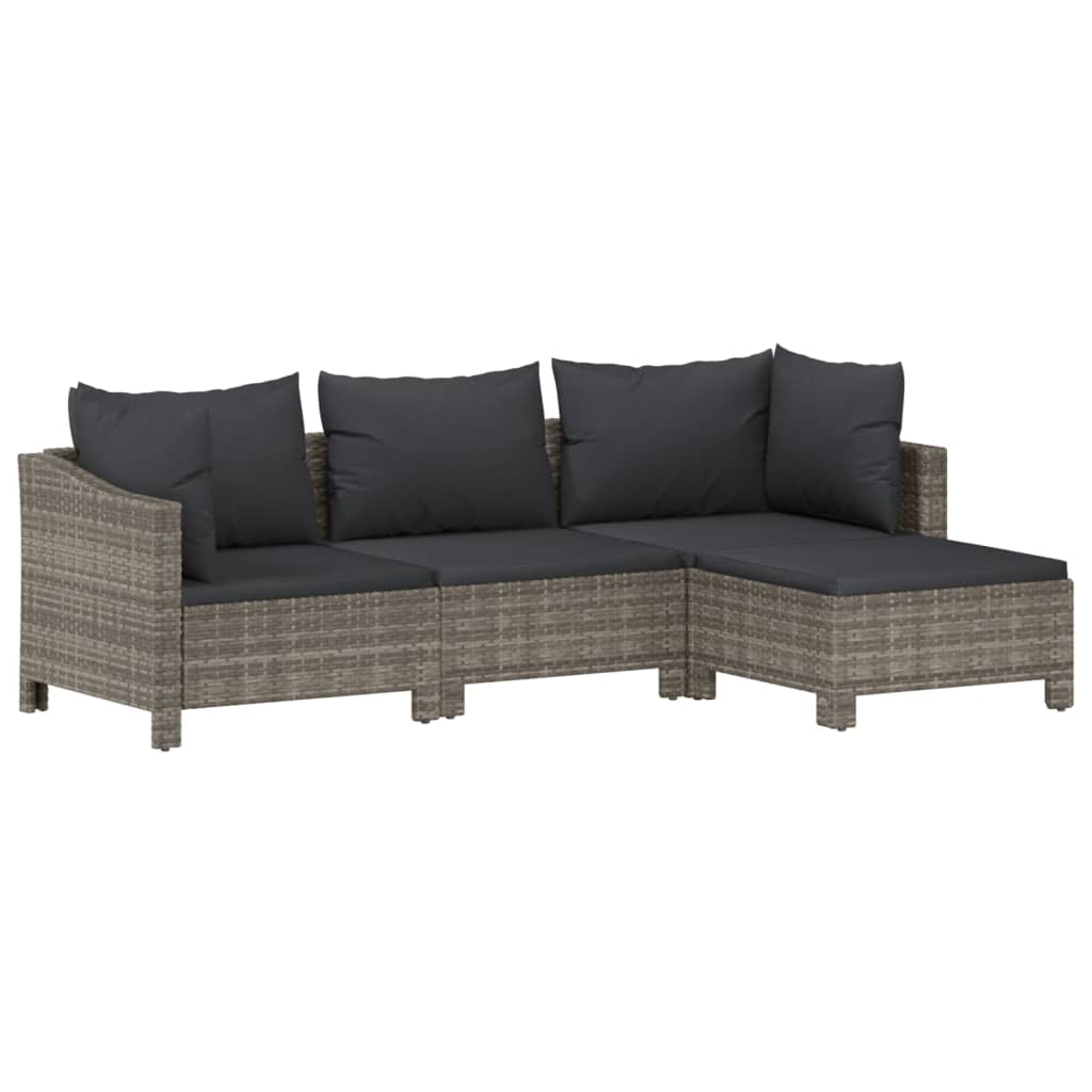Set Divani da Giardino 7 pz con Cuscini in Polyrattan Grigio - homemem39