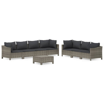 Set Divani da Giardino 8 pz con Cuscini in Polyrattan Grigio - homemem39
