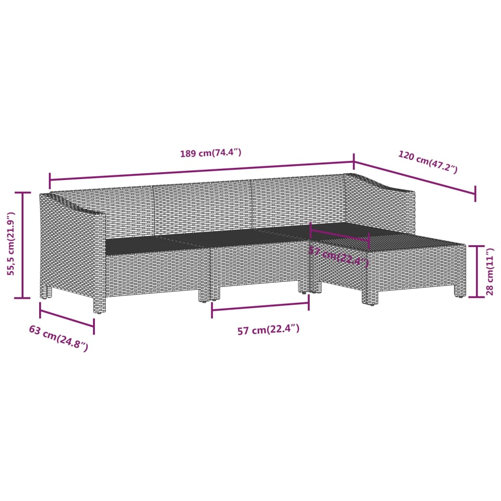 Set Divani da Giardino 8 pz con Cuscini in Polyrattan Grigio | homemem39