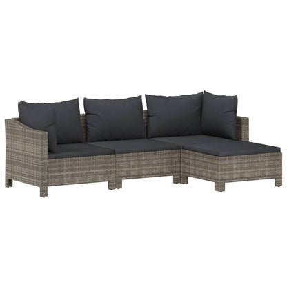 Set Divani da Giardino 4 pz con Cuscini in Polyrattan Grigio | homemem39