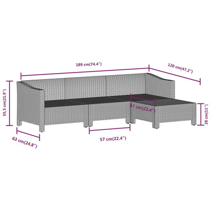 Set Divani da Giardino 4 pz con Cuscini in Polyrattan Grigio | homemem39