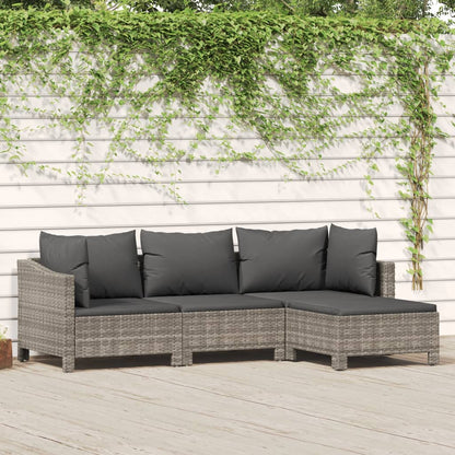 Set Divani da Giardino 4 pz con Cuscini in Polyrattan Grigio - homemem39