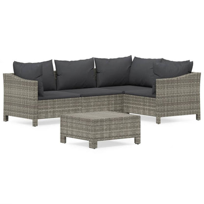 Set Divani da Giardino 5 pz con Cuscini in Polyrattan Grigio - homemem39