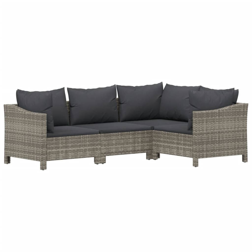 Set Divani da Giardino 5 pz con Cuscini in Polyrattan Grigio - homemem39