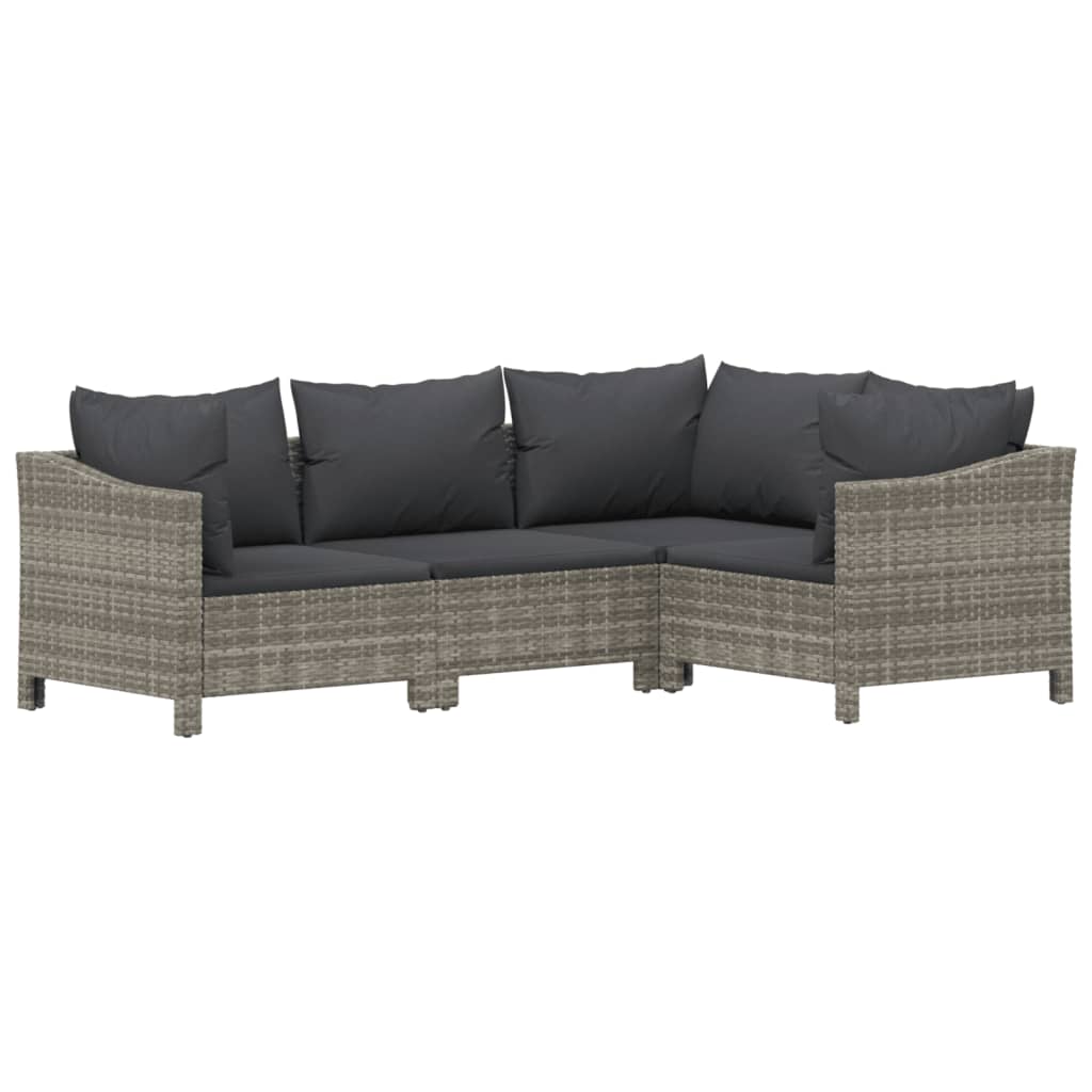 Set Divani da Giardino 5 pz con Cuscini in Polyrattan Grigio - homemem39