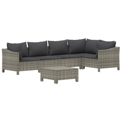 Set Divani da Giardino 6 pz con Cuscini in Polyrattan Grigio - homemem39