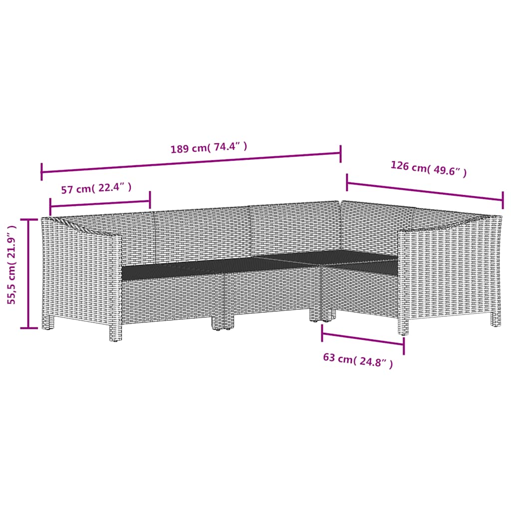 Set Divani da Giardino 5 pz con Cuscini in Polyrattan Grigio | homemem39