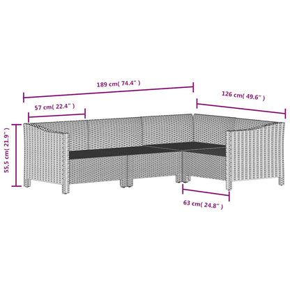 Set Divani da Giardino 5 pz con Cuscini in Polyrattan Grigio | homemem39