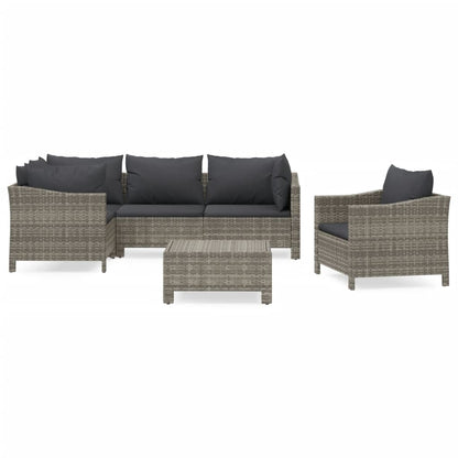 Set Divani da Giardino 6 pz con Cuscini in Polyrattan Grigio - homemem39